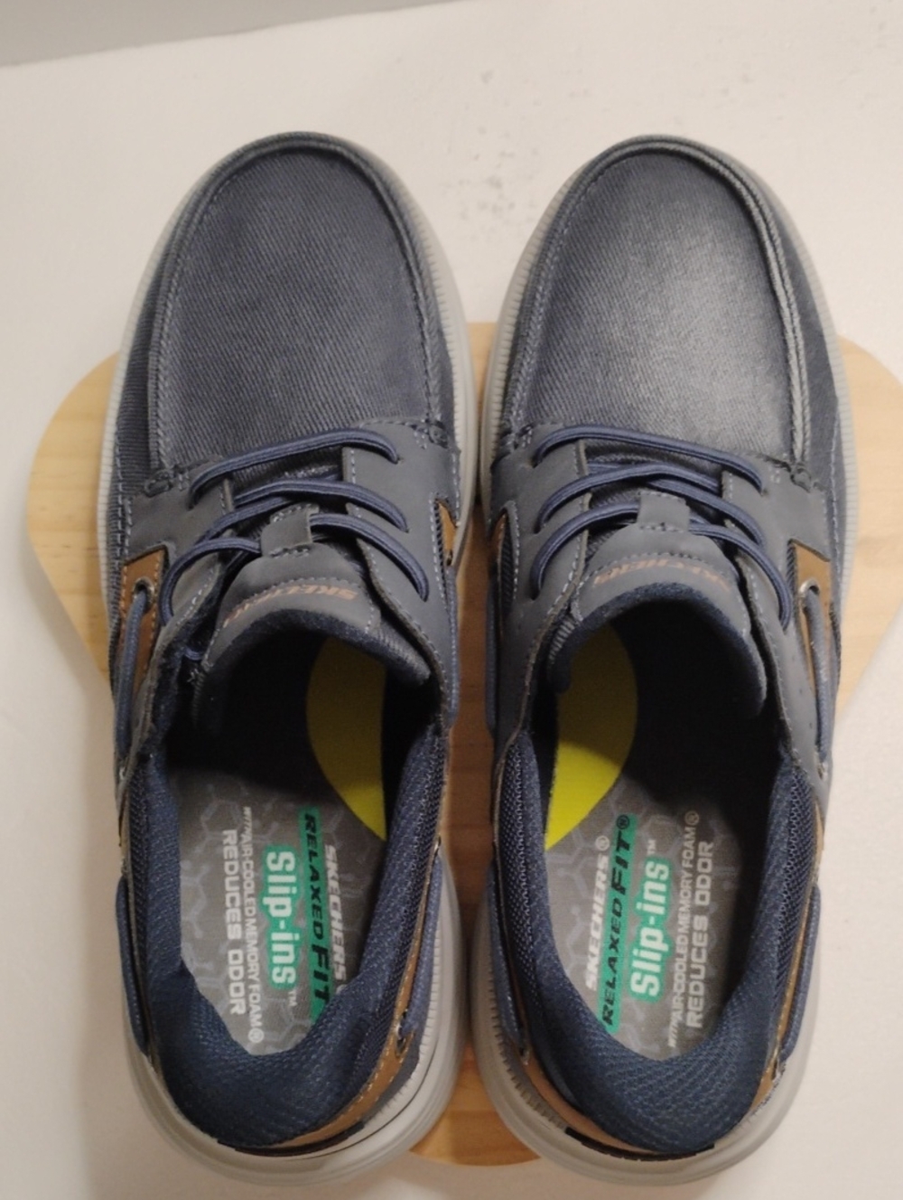 Skechers Navy and Brown Slip-On Boat Shoes